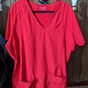 Med Couture Red Activate 4-Way Stretch Scrub Top
